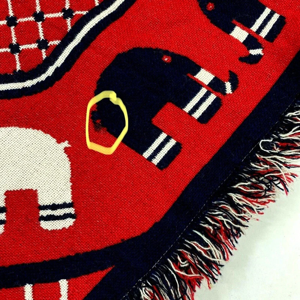 Elephant Throw Reversable Vintage 1971 Leonardo Looms Red & Blue